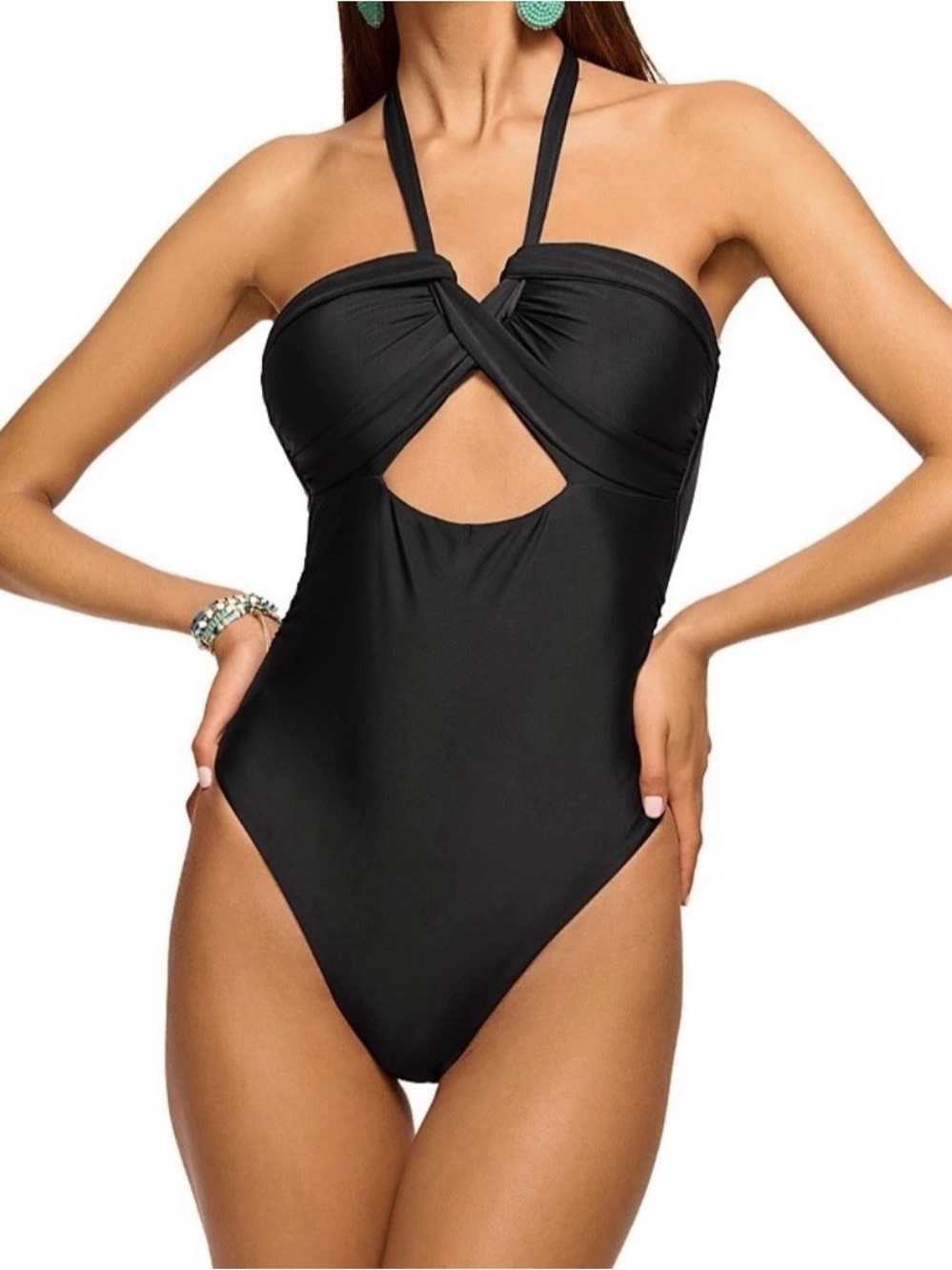 Ramy Brook Arielle One-Piece Swimsuit, Black, Size Medium, MSRP $228